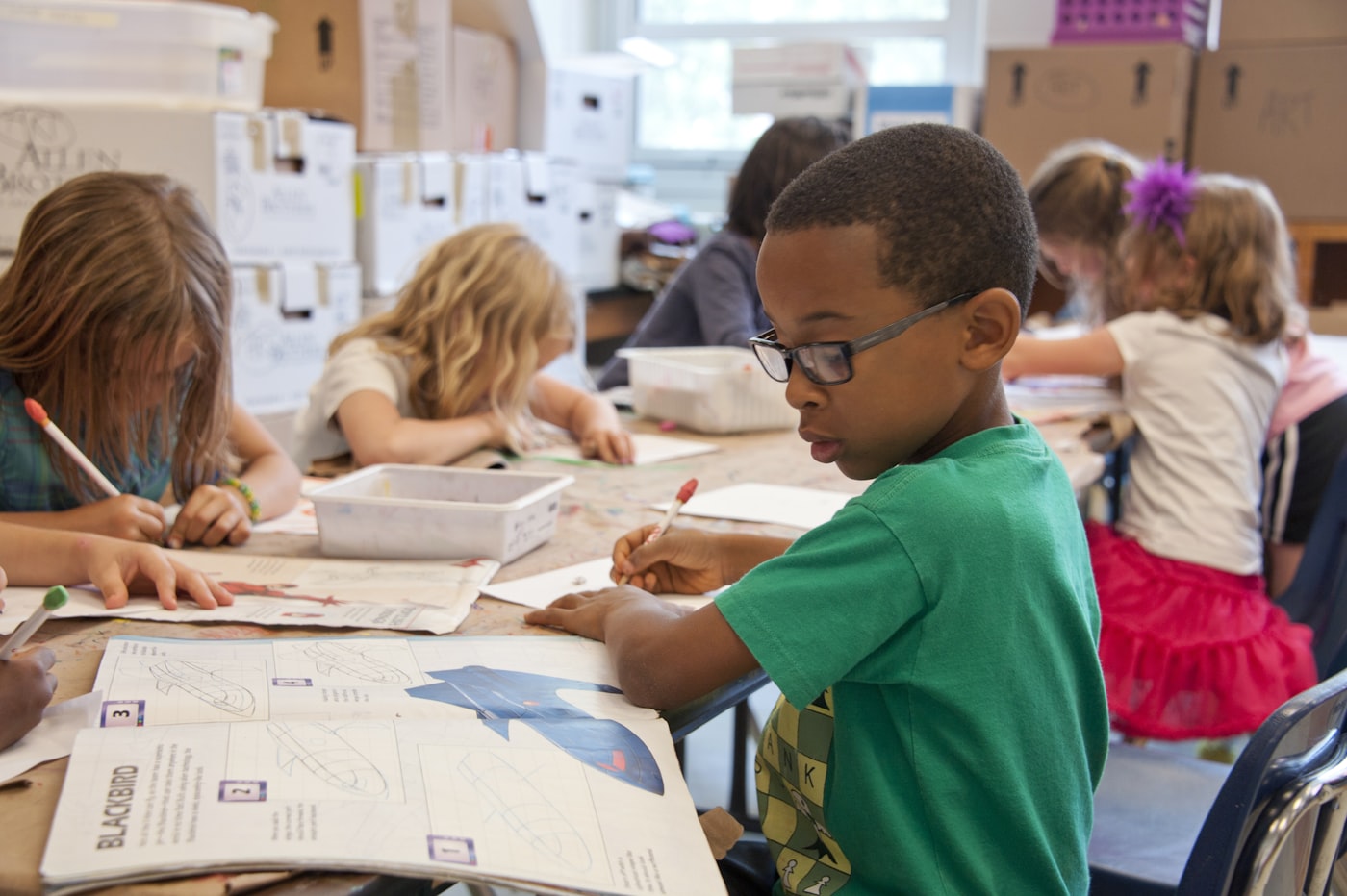 Students working together in an after-school program